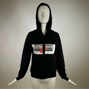 2006 Devotion Rolling Stones Graphic Hoodie Long Sleeve Full Zip Up Black Medium